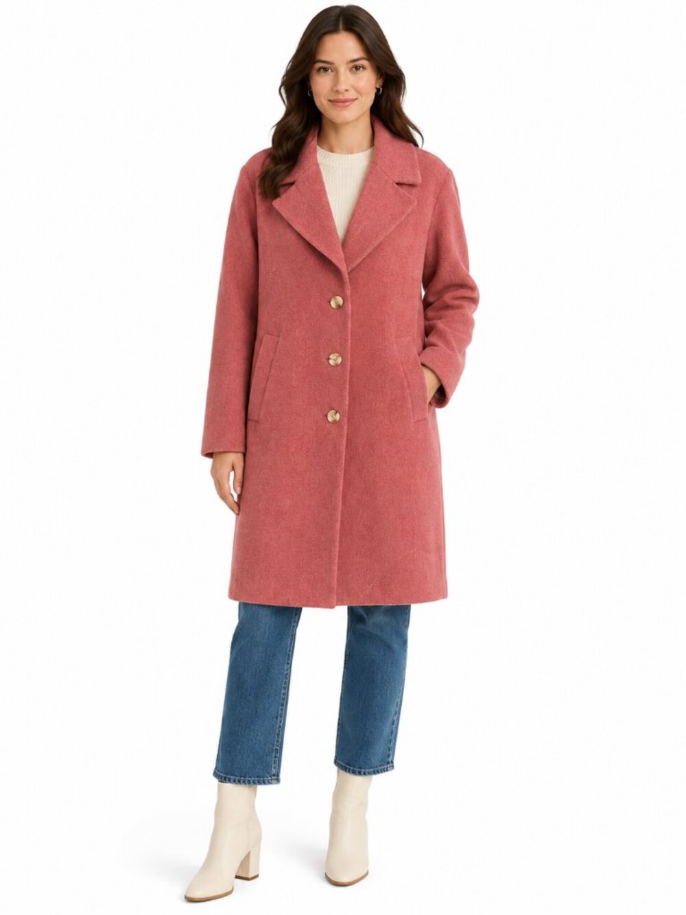 Addition Elle Dusty Rose Wool Blend Car Coat Jacket 1X